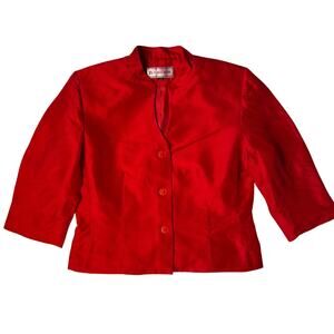 Vintage Travis Ayres 100% Silk Jacket, Red, Size 10, EUC